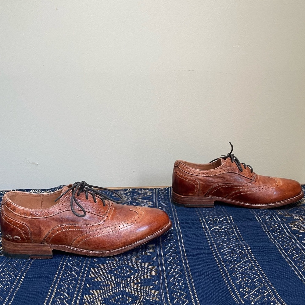 Bed|Stu Lita Oxfords Goodyear Welt Shoes Wingtip Rustic Brown Leather Size 7.5 - Picture 6 of 13